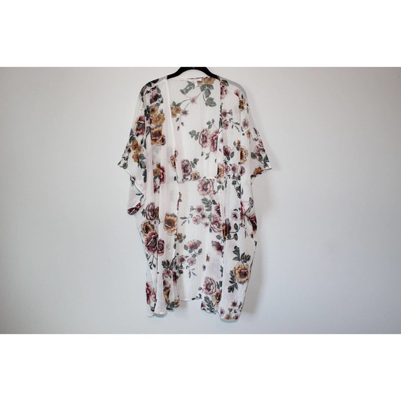 Maurices Sheer Metallic Floral Open Front Cardigan Kimono Plus Size 2X/3X H14770 - Picture 2 of 7